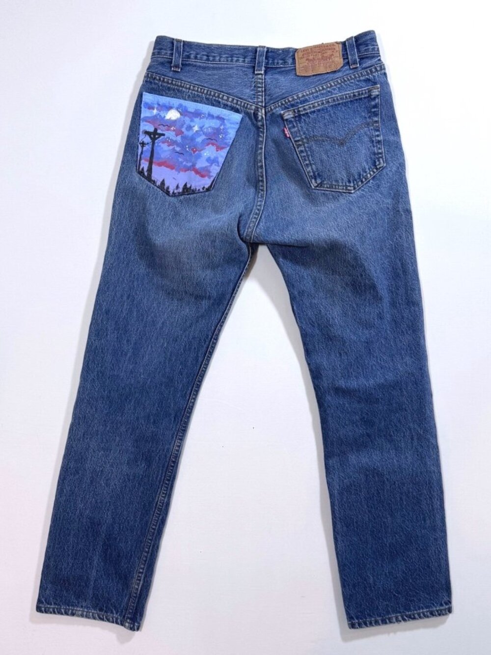 Levi's 501 Vtg 90s USA Button Fly Jeans Custom Art Hand-Painted Denim 30 30x29